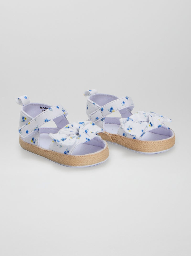 Sandalen met bandjes en bloemenprint WIT - Kiabi