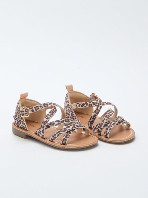 Sandalen met bandjes en luipaardmotief - Kiabi
