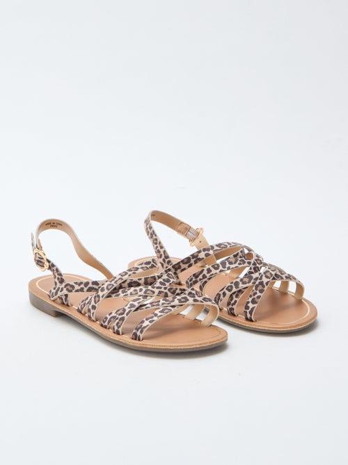Sandalen met bandjes en luipaardmotief - Kiabi