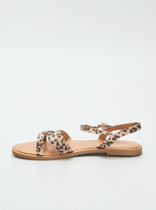 Sandalen met bandjes en luipaardprint - Kiabi