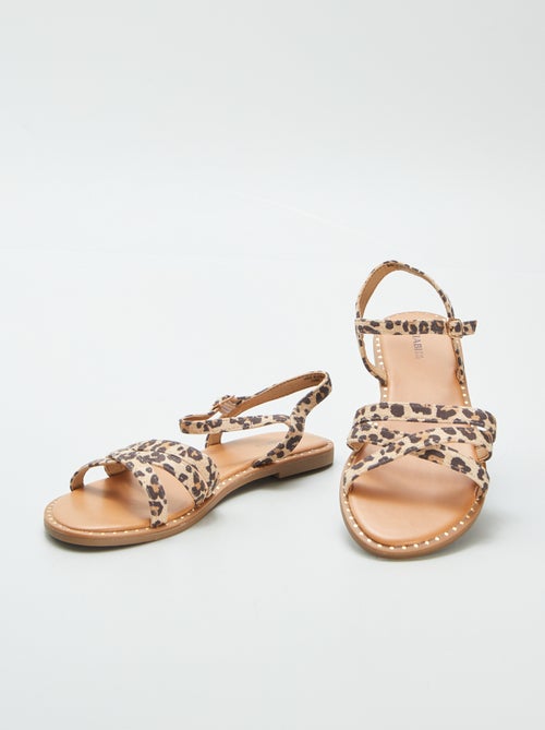 Sandalen met bandjes en luipaardprint - Kiabi