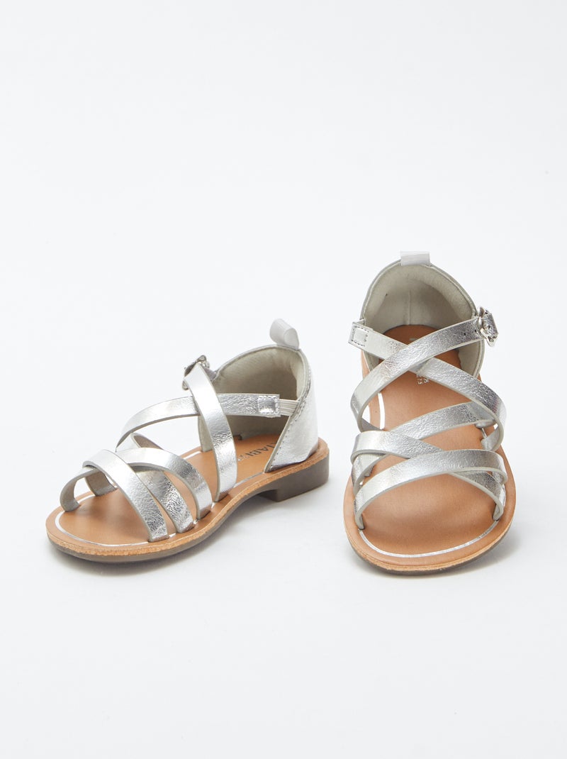 Sandalen met bandjes GRIJS - Kiabi
