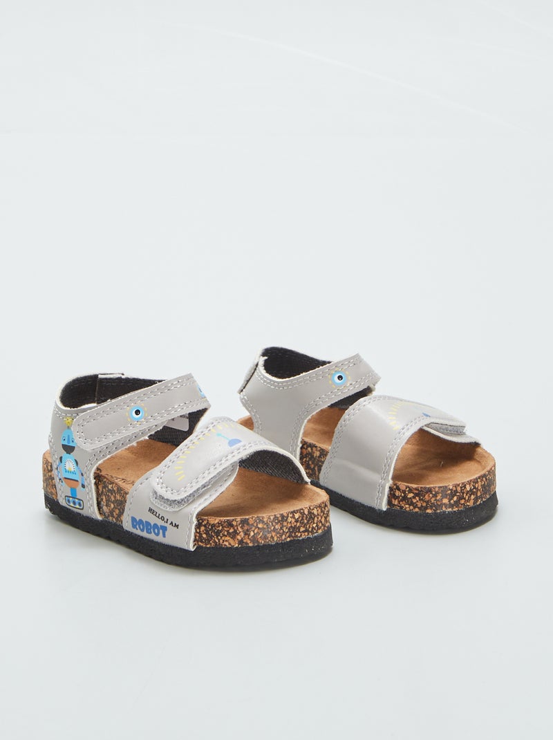 Sandalen met bandjes met print GRIJS - Kiabi