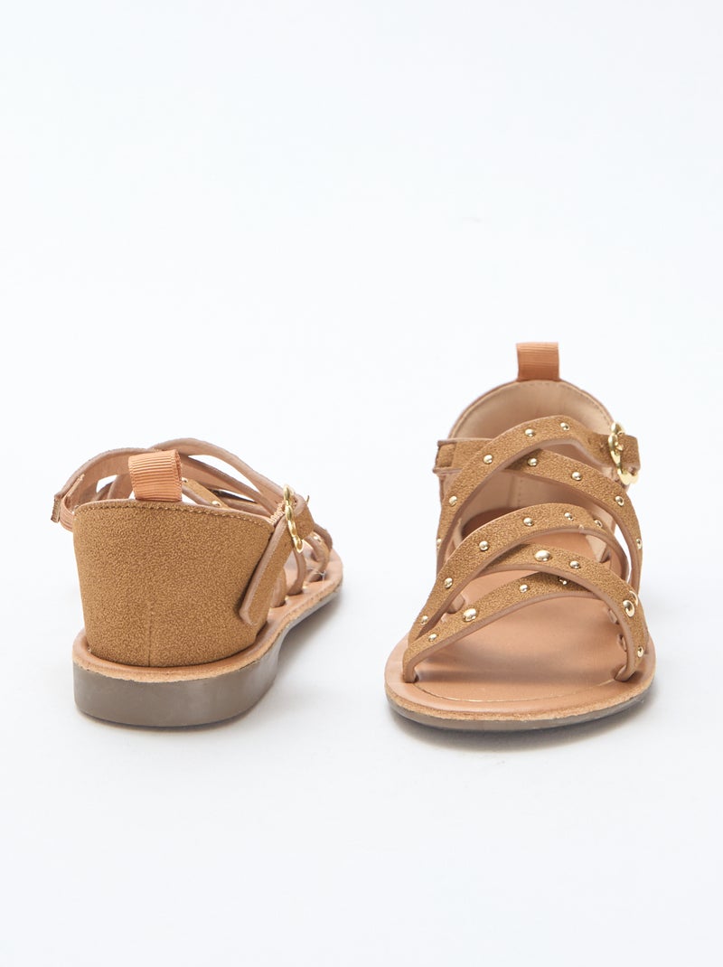 Sandalen met bandjes met studs Biege - Kiabi