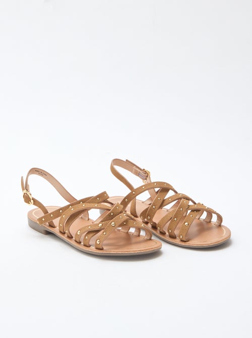 Sandalen met bandjes met studs - Kiabi