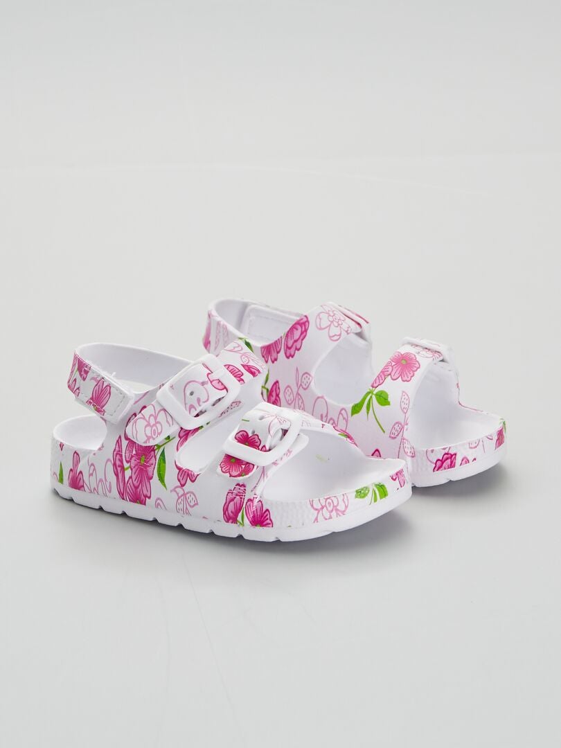 Sandalen met bloemenmotief fuchsia print - Kiabi