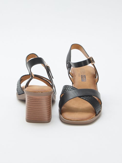 Sandalen met blokhak van imitatieleer - Kiabi