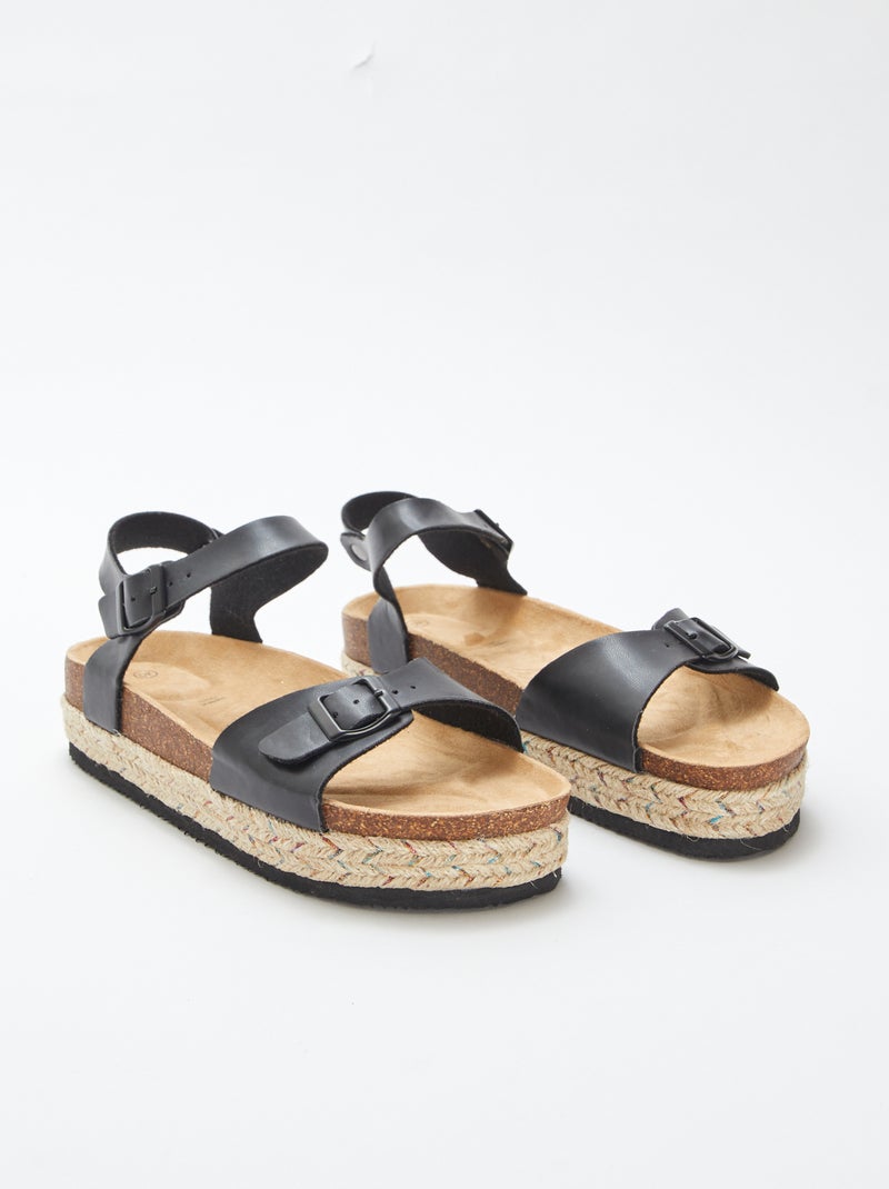Sandalen met dikke zool ZWART - Kiabi