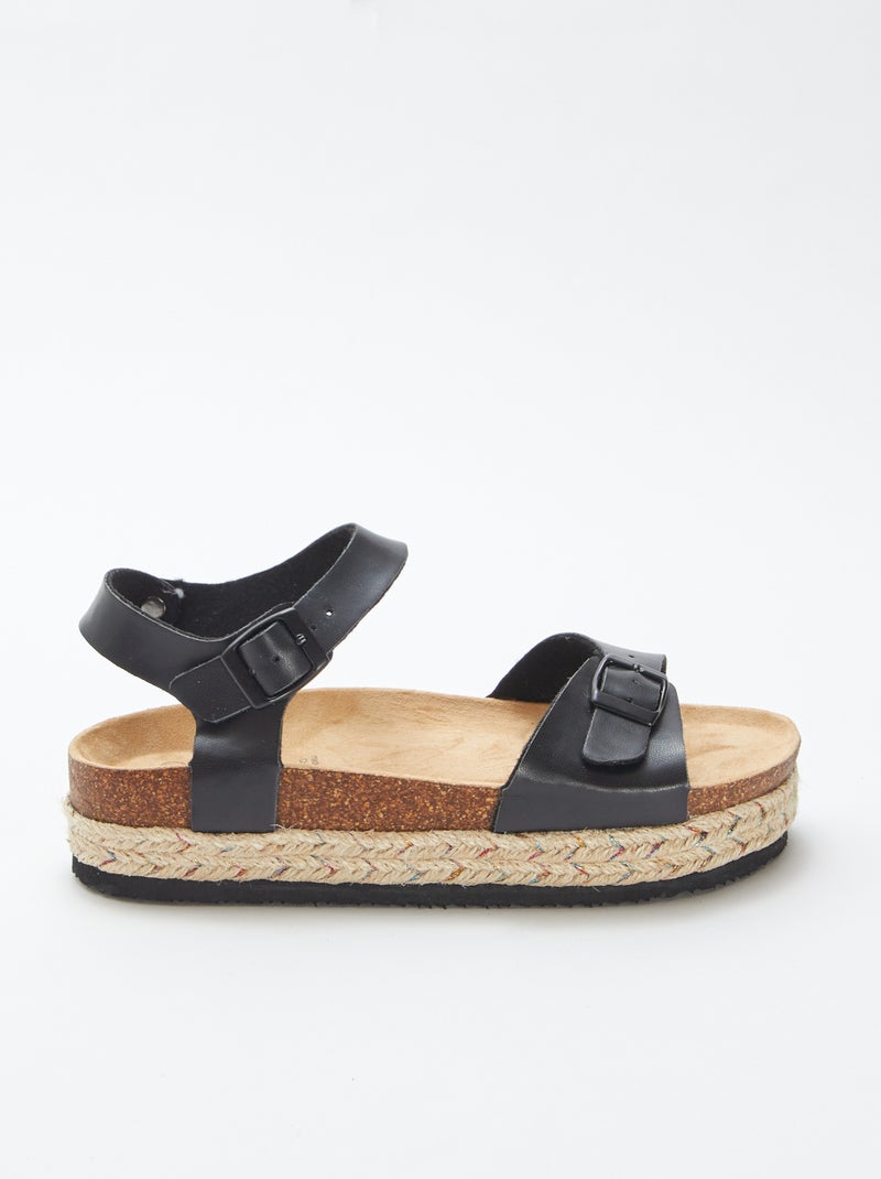 Sandalen met dikke zool ZWART - Kiabi