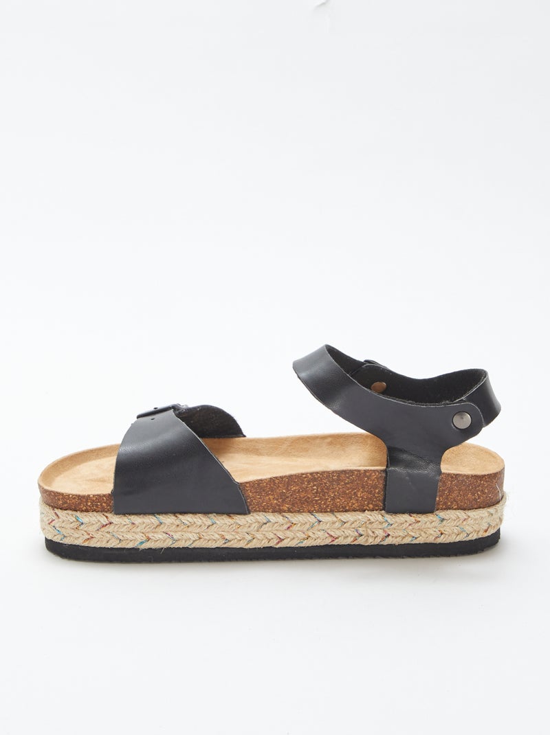 Sandalen met dikke zool ZWART - Kiabi