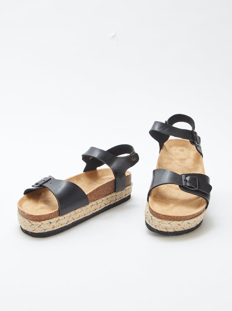 Sandalen met dikke zool ZWART - Kiabi