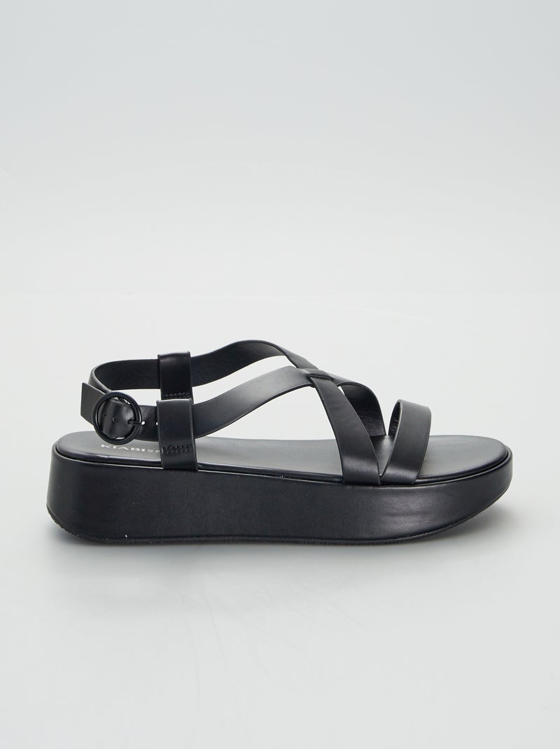 Sandalen met dikke zool zwart - Kiabi