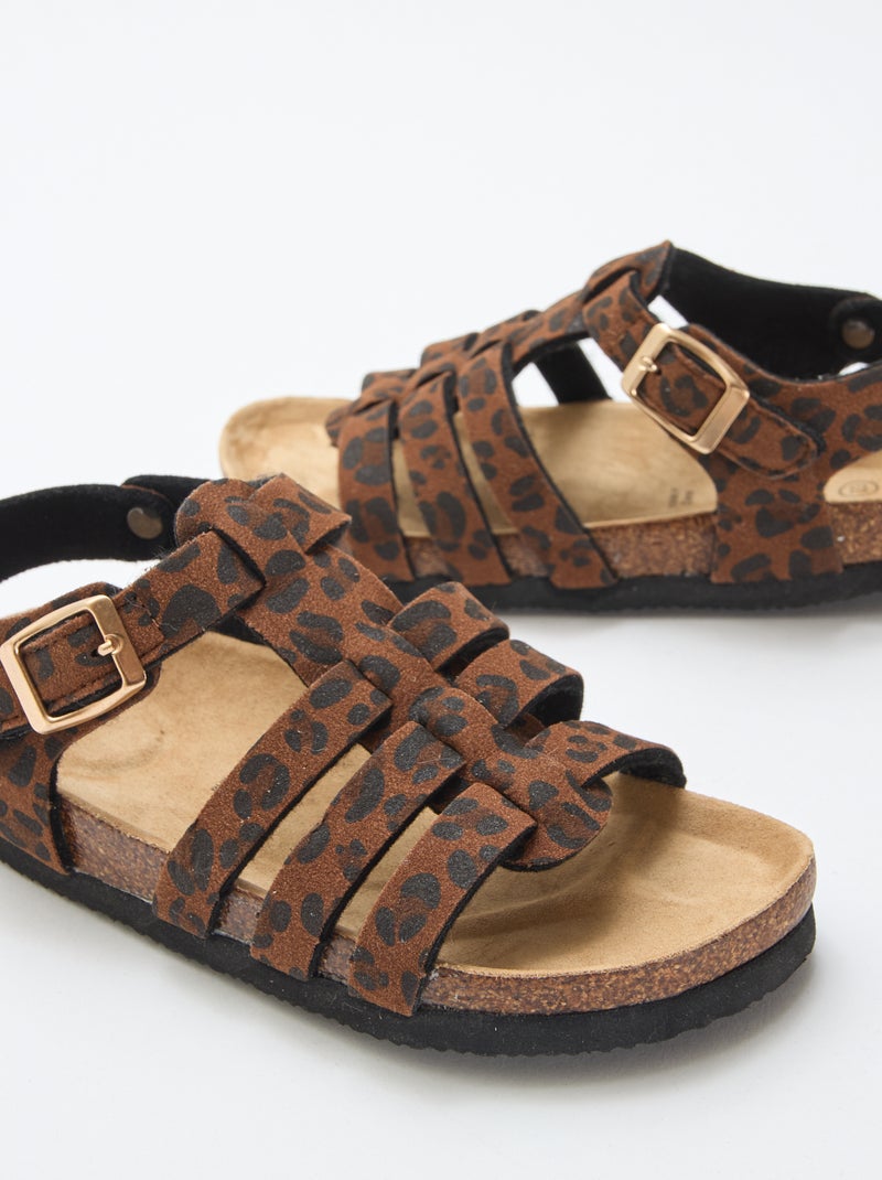 Sandalen met drie bandjes Bruin - Kiabi