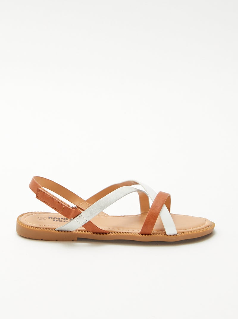 Sandalen met driekleurige bandjes Bruin - Kiabi