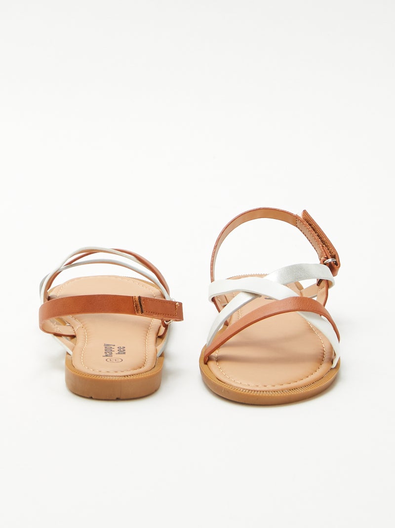 Sandalen met driekleurige bandjes Bruin - Kiabi