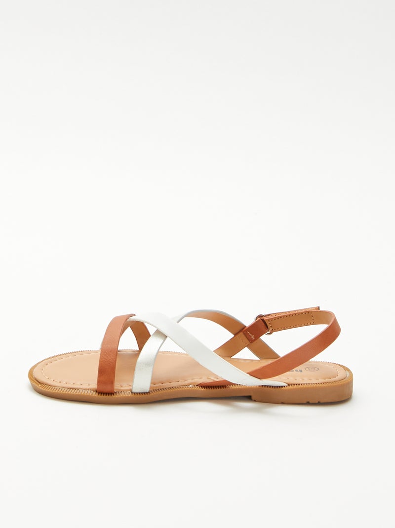 Sandalen met driekleurige bandjes Bruin - Kiabi