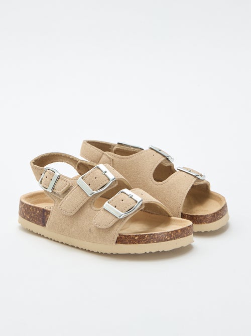 Sandalen met dubbele band en contrasterende gespen - Kiabi