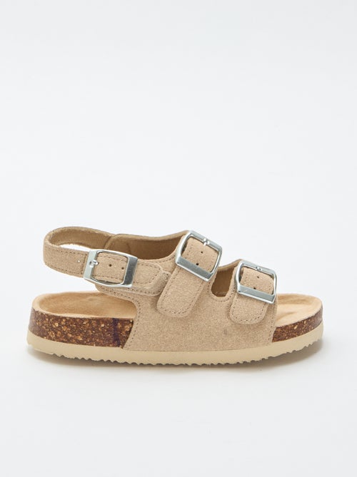 Sandalen met dubbele band en contrasterende gespen - Kiabi