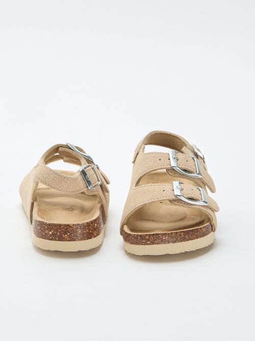Sandalen met dubbele band en contrasterende gespen - Kiabi
