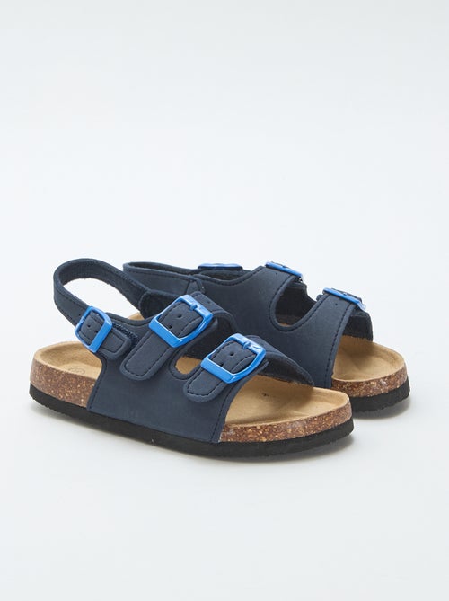 Sandalen met dubbele band en contrasterende gespen - Kiabi