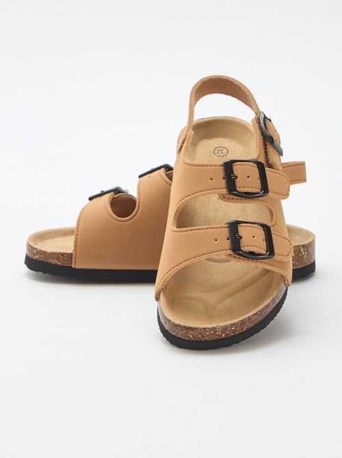 Sandalen met dubbele band en contrasterende gespen - Kiabi