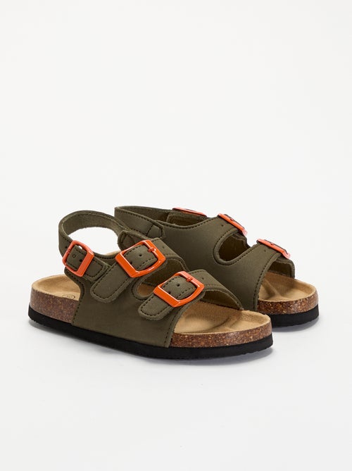 Sandalen met dubbele band en contrasterende gespen - Kiabi