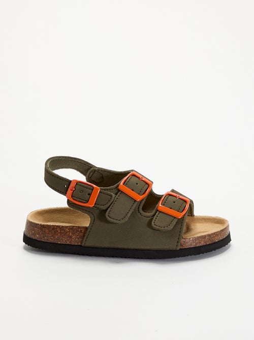 Sandalen met dubbele band en contrasterende gespen - Kiabi
