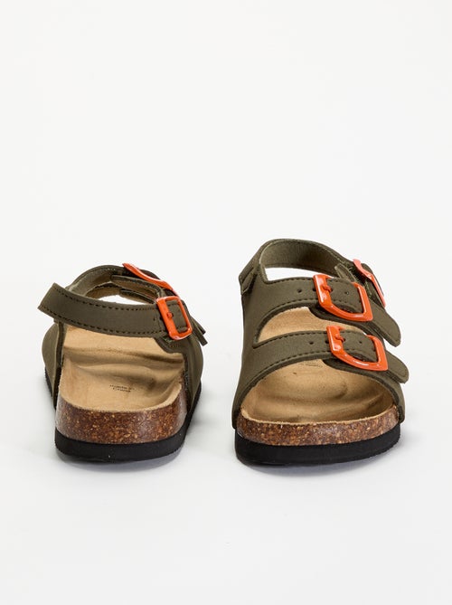 Sandalen met dubbele band en contrasterende gespen - Kiabi
