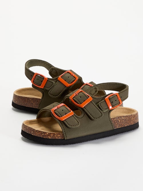 Sandalen met dubbele band en contrasterende gespen - Kiabi