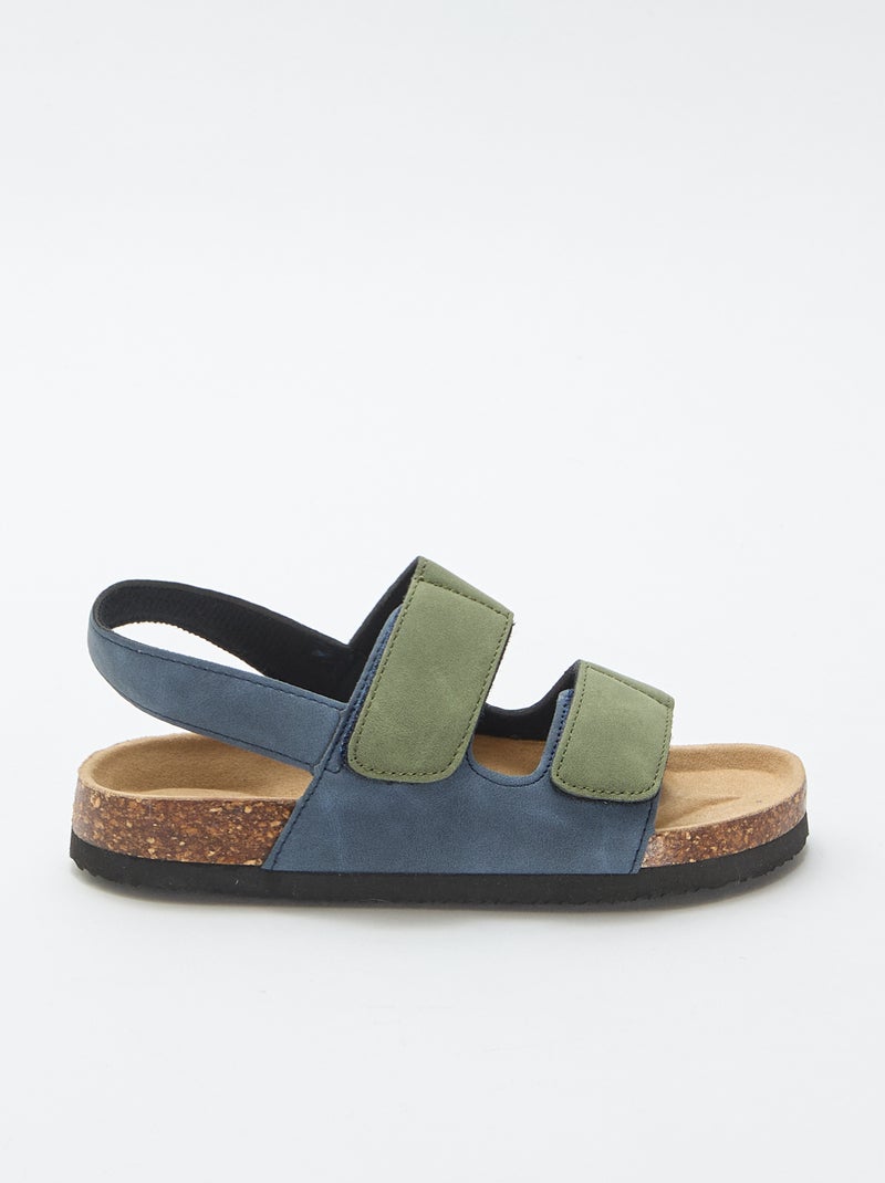Sandalen met dubbele banden en klittenband Blauw - Kiabi