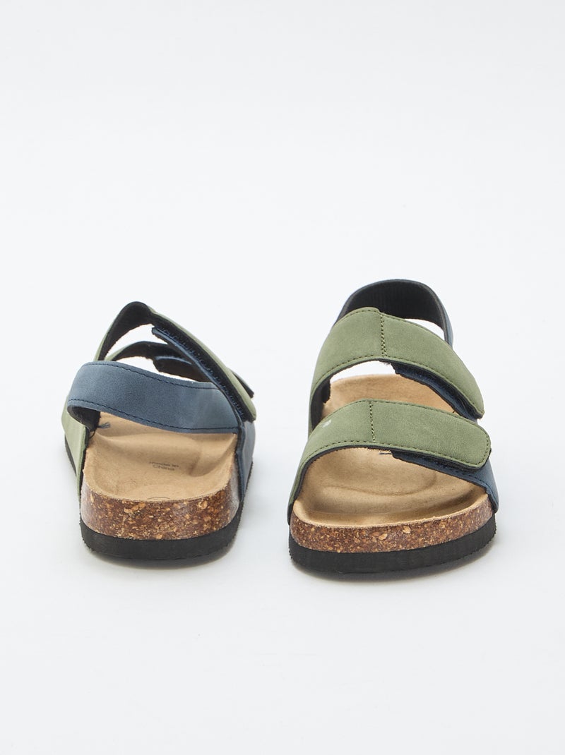 Sandalen met dubbele banden en klittenband Blauw - Kiabi