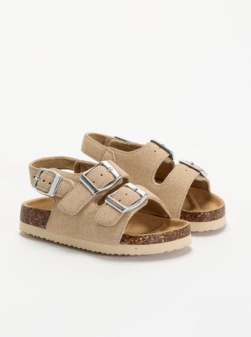 Sandalen met dubbele bandjes en contrasterende gespen - Kiabi