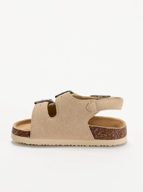 Sandalen met dubbele bandjes en contrasterende gespen - Kiabi