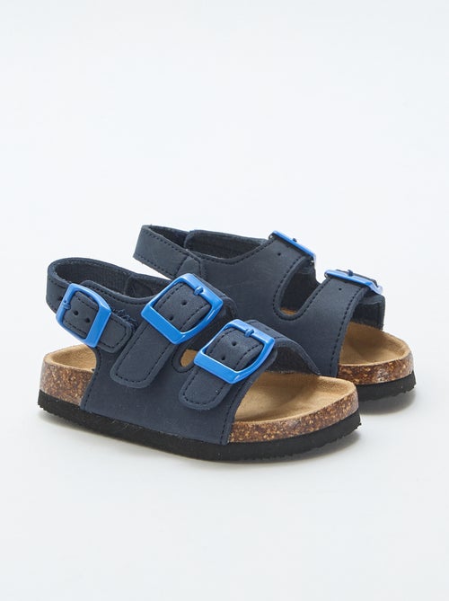Sandalen met dubbele bandjes en contrasterende gespen - Kiabi