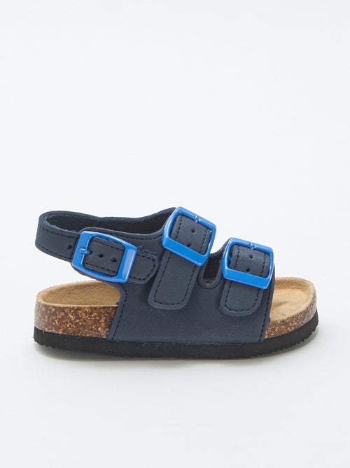 Sandalen met dubbele bandjes en contrasterende gespen - Kiabi