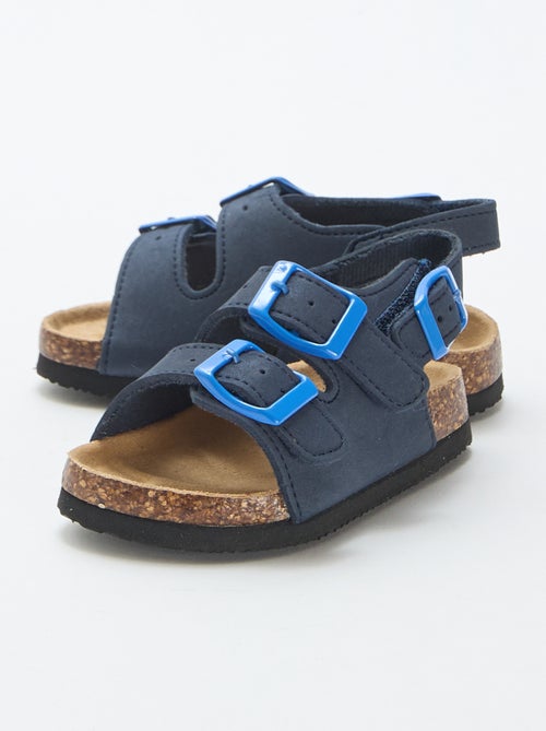 Sandalen met dubbele bandjes en contrasterende gespen - Kiabi