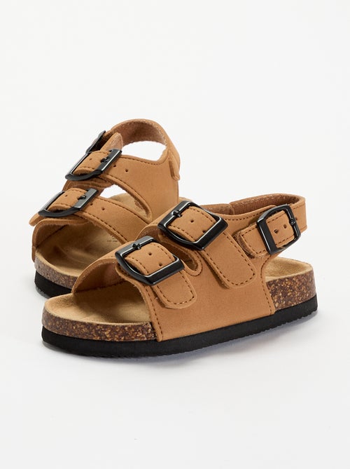 Sandalen met dubbele bandjes en contrasterende gespen - Kiabi