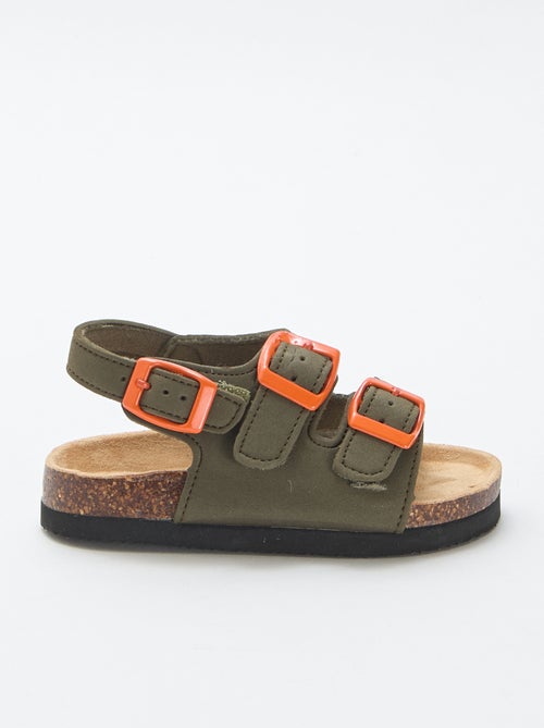 Sandalen met dubbele bandjes en contrasterende gespen - Kiabi