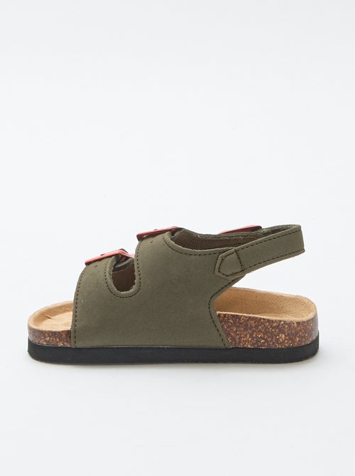 Sandalen met dubbele bandjes en contrasterende gespen - Kiabi