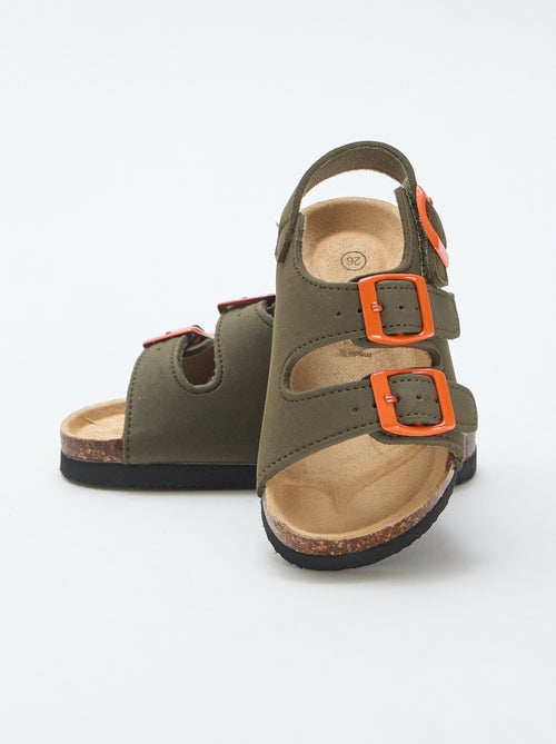 Sandalen met dubbele bandjes en contrasterende gespen - Kiabi