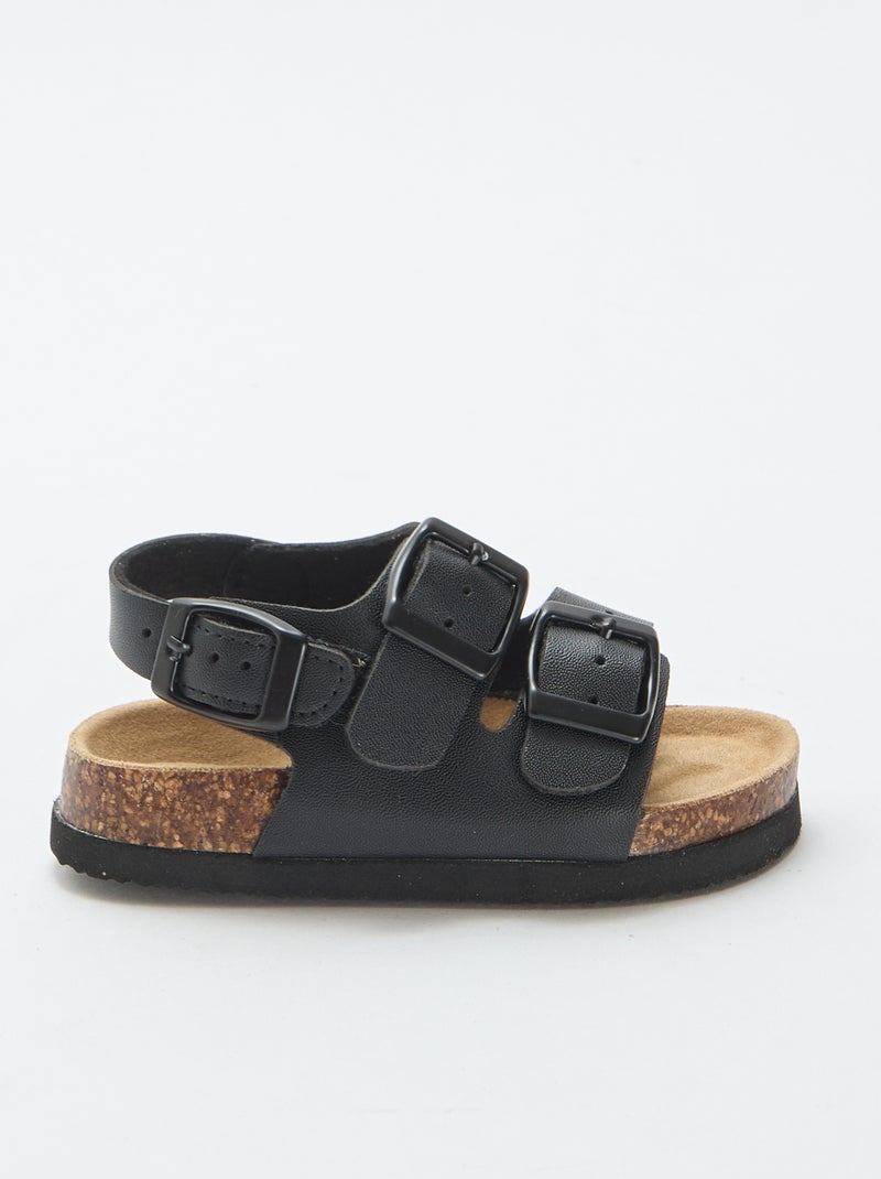 Sandalen met dubbele bandjes en gespen Zwart - Kiabi