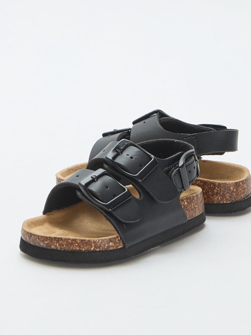 Sandalen met dubbele bandjes en gespen Zwart - Kiabi