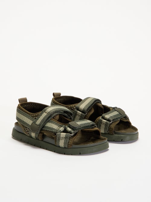 Sandalen met dubbele bandjes en klittenband - Kiabi