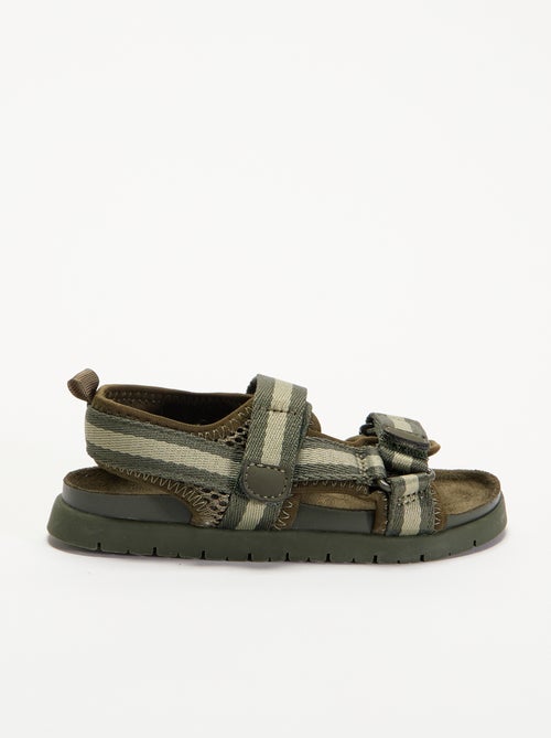 Sandalen met dubbele bandjes en klittenband - Kiabi