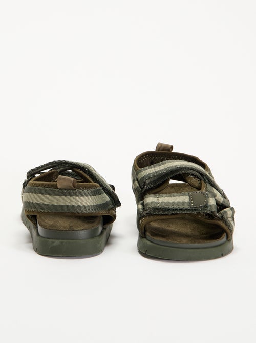 Sandalen met dubbele bandjes en klittenband - Kiabi