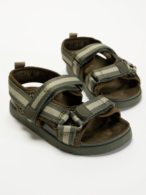 Sandalen met dubbele bandjes en klittenband - Kiabi