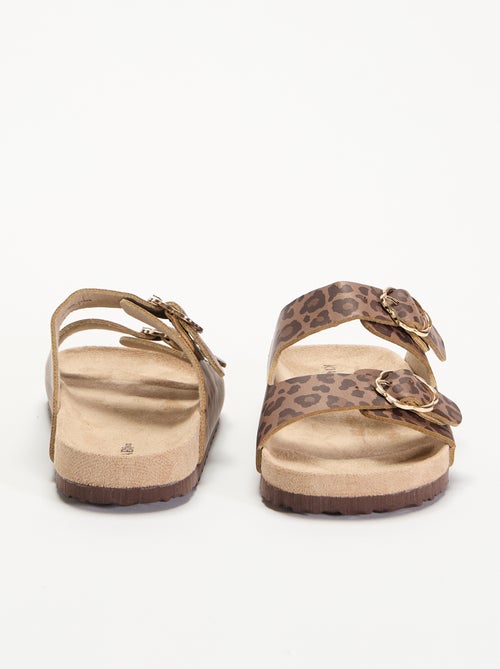 Sandalen met dubbele bandjes en leopardprint - Kiabi