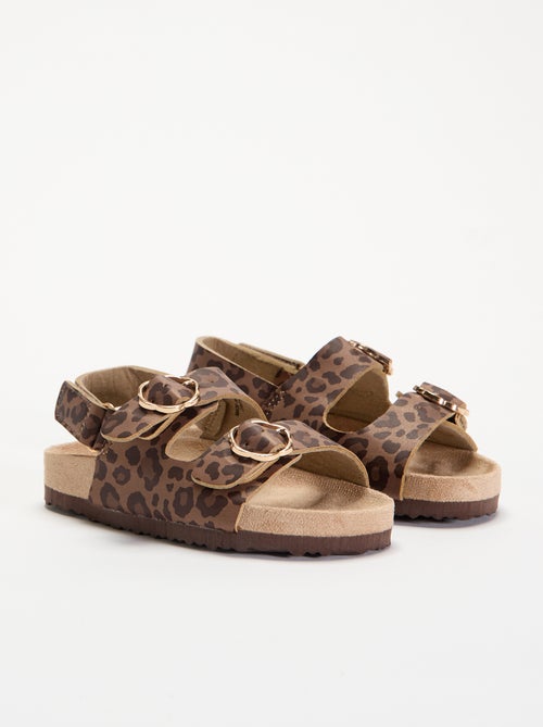 Sandalen met dubbele bandjes en luipaardprint - Kiabi