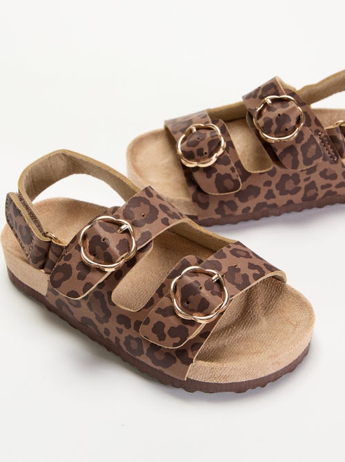 Sandalen met dubbele bandjes en luipaardprint - Kiabi