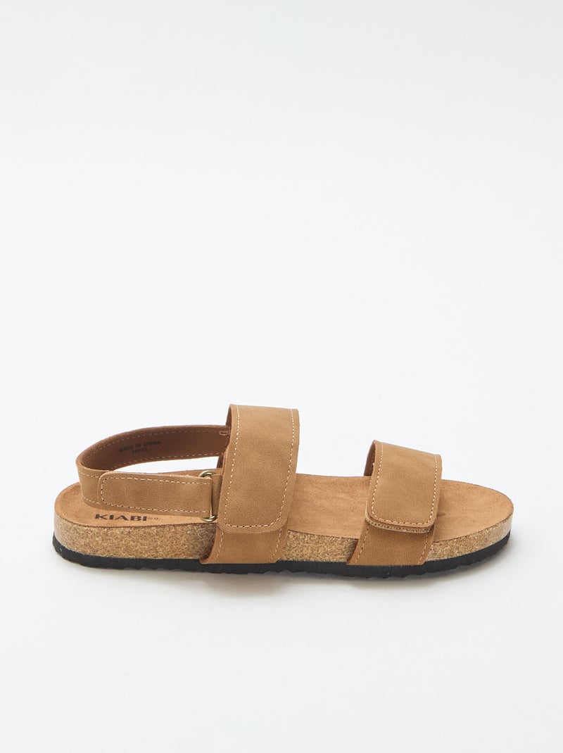 Sandalen met dubbele klittenbandsluiting Bruin - Kiabi